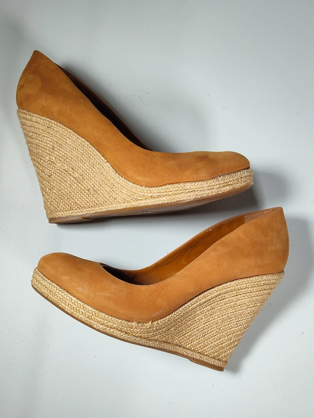 Schutz Ciara brown suede‎ high heel espadrille wedges 9